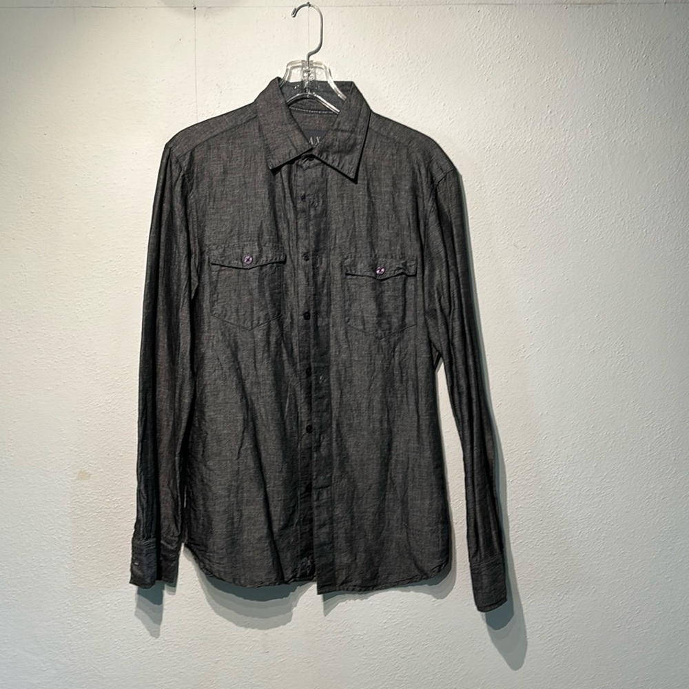 Armani Exchange long sleeve chambre shirt charcoal gray small